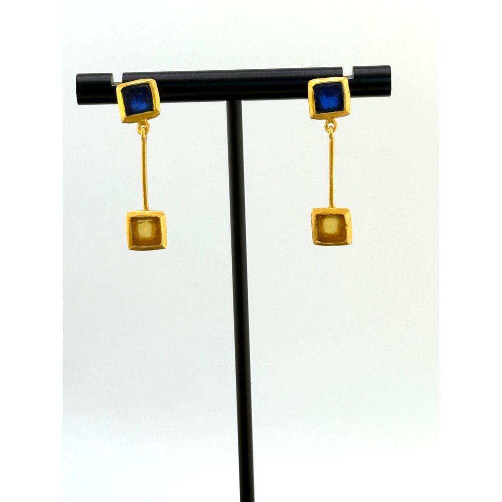 Michael Vincent Michaud 18K Gold Plated Dainty Mosaic Post Earrings